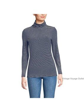 Lands' End Cotton Modal Turtleneck Fitted Layering Sweater